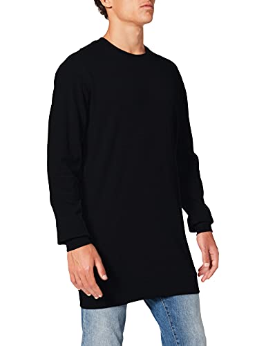 Urban Classics Herren Long Light Fleece Crewneck Sweatshirt, Schwarz (Black 7), Small von Urban Classics