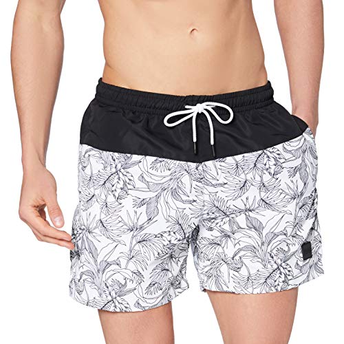 Urban Classics Herren TB3963-Low Block Swim Shorts Badehose, Jungle Pattern/Black, S von Urban Classics