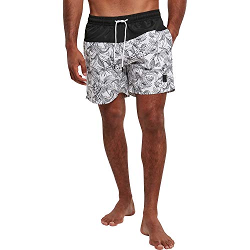 Urban Classics Herren TB3963-Low Block Swim Shorts Badehose, Jungle Pattern/Black, S von Urban Classics