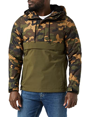 Urban Classics Herren Mix Pull Over Jacket Jacken, Olive/Wood camo, L von Urban Classics