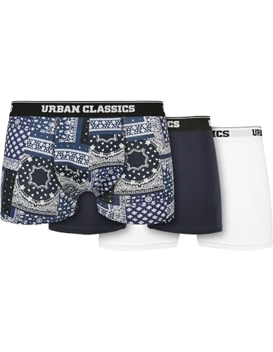 Urban Classics Herren TB3838-Organic Boxer Shorts 3-Pack Boxershorts, Bandana Navy+Navy+White, S von Urban Classics