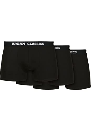 Urban Classics Organic Boxer Shorts 3-Pack – Herren Boxershorts aus Bio-Baumwolle mit Elastikbund und Branding, komfortable Passform, Black+Black+Black, L von Urban Classics