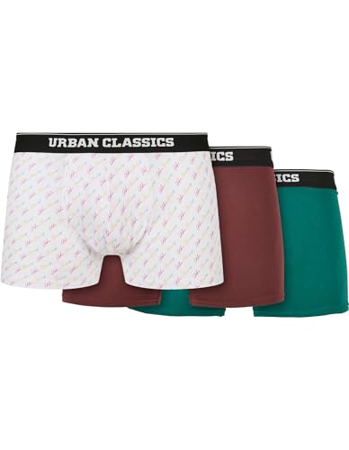 Urban Classics Herren Organic Boxer Shorts 3-Pack Boxershorts, scrpt clrfl+Cherry+treegreen, S von Urban Classics