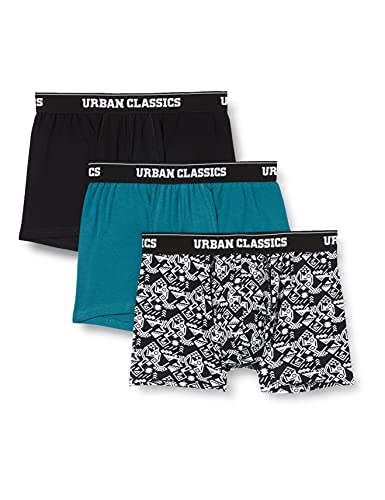 Urban Classics Herren Organic Boxer Shorts 3-Pack Unterwäsche, Detail AOP/Black/Jasper, 4XL von Urban Classics