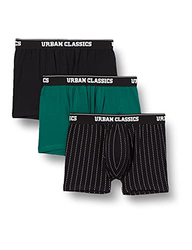 Urban Classics Herren TB3838-Organic Boxer Shorts 3-Pack Unterwäsche, Pinstripe AOP+Black+treegreen, M von Urban Classics