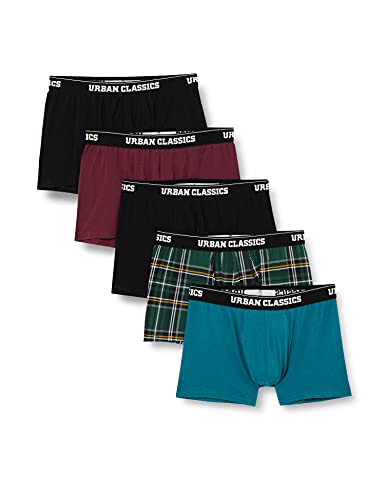 Urban Classics Herren TB4417-Organic Boxer Shorts 5-Pack Boxershorts, plaidaop+Jasper+Cherry+blk+blk, 5XL von Urban Classics