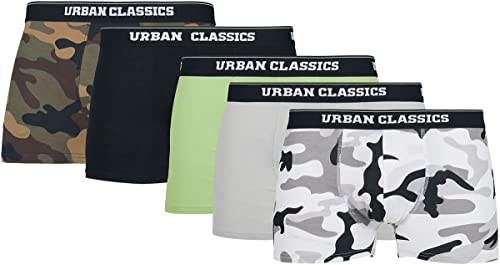Urban Classics Herren Organic Boxer Shorts 5-Pack Boxershorts, wd camo+grn+blk+Grey+sw camo, M von Urban Classics