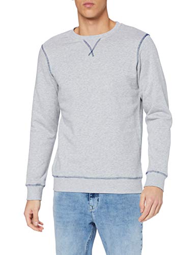 Urban Classics Herren Organic Contrast Flatlock Stitched Crew Kapuzenpullover, Grey/Dark Blue, 3XL von Urban Classics