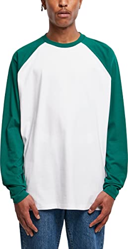 Urban Classics Herren Organic Oversized Raglan Longsleeve T-Shirt, white/green, 4XL von Urban Classics