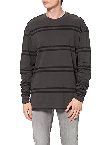 Urban Classics Herren Oversized Striped Longsleeve T-Shirt, Blackbird/Black, L von Urban Classics