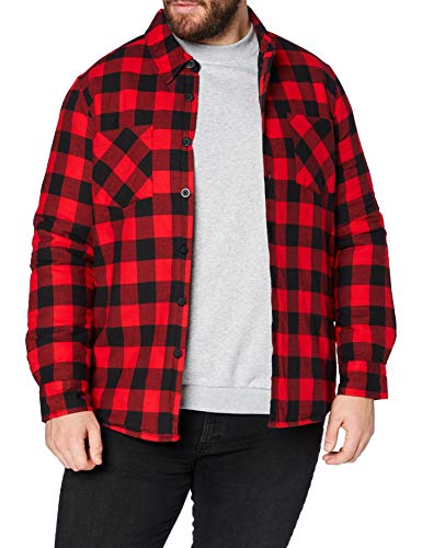 Urban Classics Herren Padded Check Flannel Shirt Hemd, Black/red, 3XL von Urban Classics