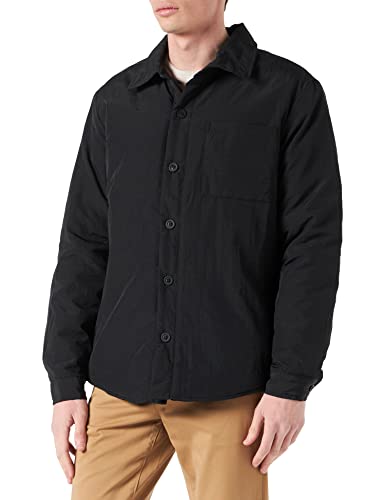 Urban Classics Herren Padded Nylon Shirt Jacket Jacke, Black, L von Urban Classics