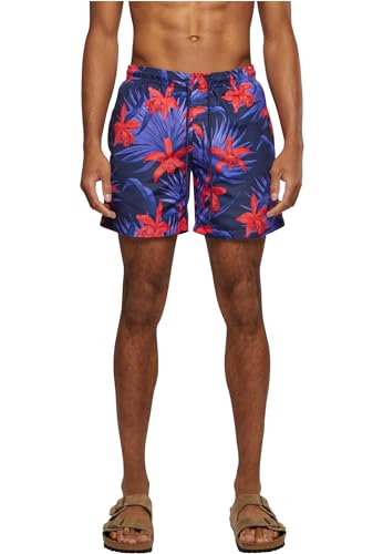 Urban Classics Herren Pattern Swim Shorts Badehose, Blue/red, M von Urban Classics