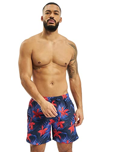 Urban Classics Herren Pattern Swim Shorts Badehose, Blue/red, XL von Urban Classics