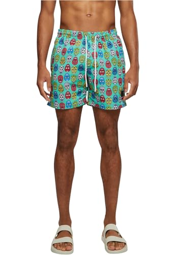 Urban Classics Herren Badehose Pattern Swim Shorts, Herren Badeshorts mit Muster, erhältlich in vielen Farbvarianten, Calavera AOP, L von Urban Classics