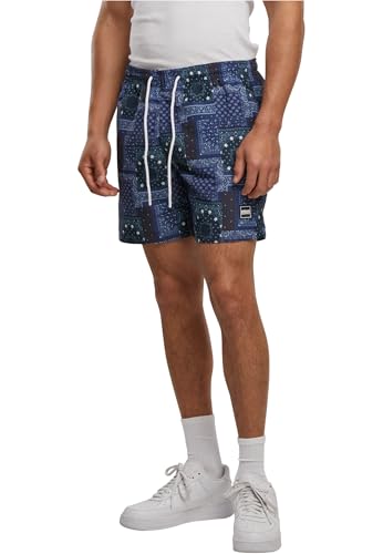 Urban Classics Herren Badehose Pattern Swim Shorts, Herren Badeshorts mit Muster, erhältlich in vielen Farbvarianten, Navy Bandana AOP, XXL von Urban Classics
