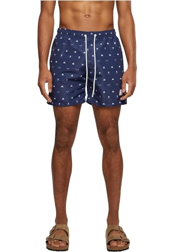 Urban Classics Herren Badehose Pattern Swim Shorts, Herren Badeshorts mit Muster, erhältlich in vielen Farbvarianten, Skullandyacht AOP, L von Urban Classics