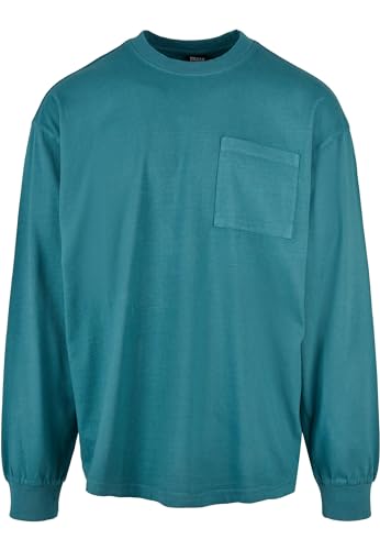 Urban Classics Herren Pigment Dyed Pocket Longsleeve T-Shirt, teal, L von Urban Classics