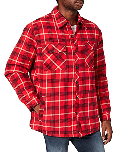 Urban Classics Urban Classics Herren Plaid Quilted Shirt Jacket Jacke, Red/Black/White, L EU von Urban Classics