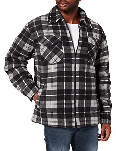 Urban Classics Herren TB3805-Plaid Teddy Lined Shirt Jacket Jacke, Black/White, 3XL von Urban Classics