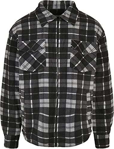 Urban Classics Herren TB3805-Plaid Teddy Lined Shirt Jacket Jacke, Black/White, M von Urban Classics