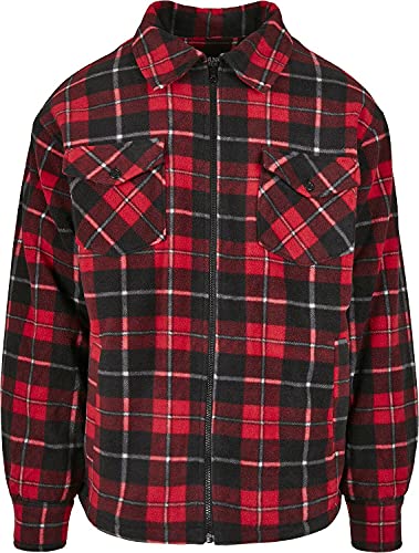 Urban Classics Herren TB3805-Plaid Teddy Lined Shirt Jacket Jacken, red/Black, S von Urban Classics