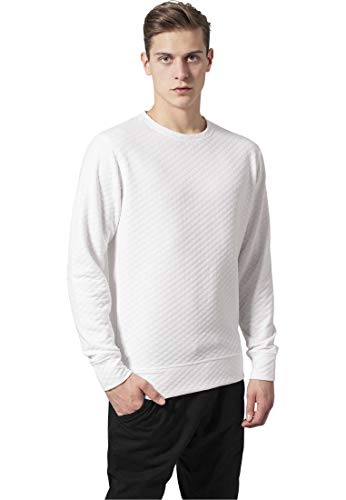 Urban Classics Herren Pullover Diamond Quilt Crewneck, fein gesteppter einfarbiger Pulli für Männer, offwhite, Größe XL von Urban Classics