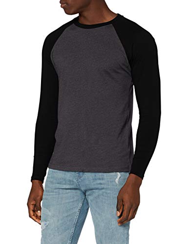 Urban Classics Herren Raglan kontrast Ls T Shirt, Charcoal/Black, 5XL Große Größen EU von Urban Classics
