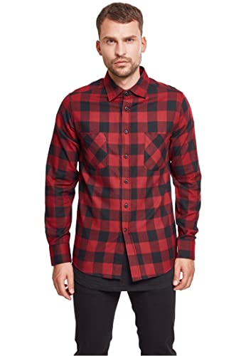 Urban Classics TB297 Checked Regular Fit Herren Freizeit Hemd,Mehrfarbig (blk/burgundy), Large von Urban Classics