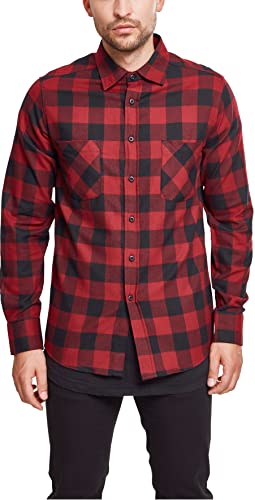 Urban Classics Herren Checked Flanell Shirt TB297, Mehrfarbig (Blk/Burgundy), XL EU von Urban Classics