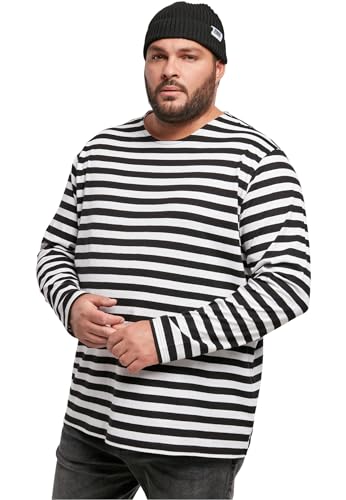 Urban Classics Herren Regular Stripe LS T-Shirt, white/black, 4XL Große Größen von Urban Classics