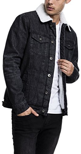 Urban Classics Herren Sherpa Denim Jacket Jeansjacke, Schwarz (Black Washed 709), L von Urban Classics