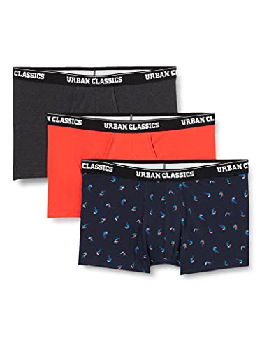 Urban Classics Herren TB3979-Boxer Shorts 3-Pack Boxershorts, Bird AOP+ Boxer orange + cha, 3XL (3er Pack) von Urban Classics