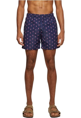 Urban Classics Herren Badehose Pattern Swim Shorts, Herren Badeshorts mit Muster, erhältlich in vielen Farbvarianten, Flamingo, 4XL von Urban Classics