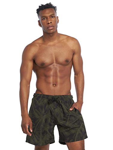 Urban Classics Herren Shorts Pattern Swim, Mehrfarbig (Palm/Olive 01692), Small (Herstellergröße: S) von Urban Classics