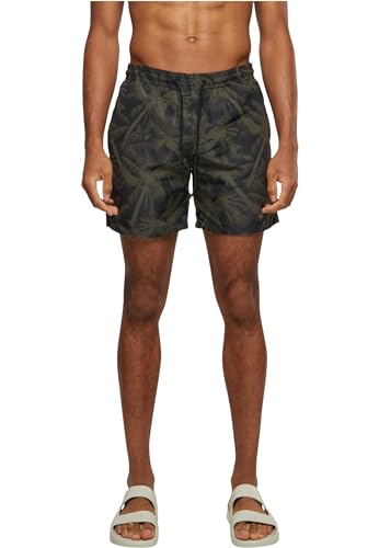 Urban Classics Herren Shorts Pattern Swim, Mehrfarbig (Palm/Olive 01692) Large (Herstellergröße: L) von Urban Classics