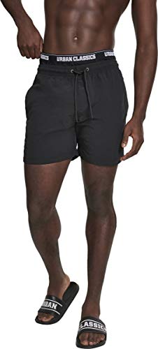 Urban Classics Herren Shorts Two in One Swim, Schwarz Blk/Wht 00703, Large (Herstellergröße: L) von Urban Classics