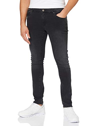 Urban Classics Herren Slim Fit Zip Jeans Hose, Real Black Washed, 31W / 34L von Urban Classics