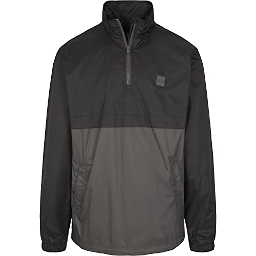 Urban Classics Herren TB2748-Stand Up Collar Pull Over Jacket Jacke, Black/darkshadow, XL von Urban Classics