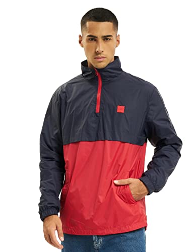 Urban Classics Herren Stand Up Collar Pull Over Jacket Jacke, Mehrfarbig (Navy/Fire Red 01227), Large (Herstellergröße: L) von Urban Classics