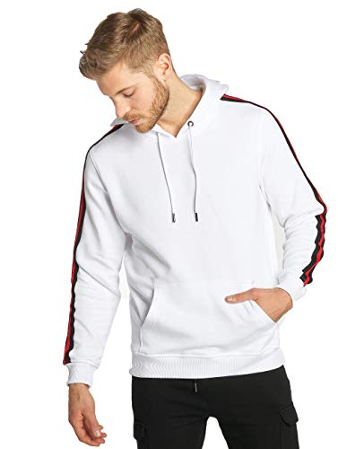 Urban Classics Herren TB2085-Stripe Shoulder Hoody Kapuzenpullover, wht/blk/firered, S von Urban Classics