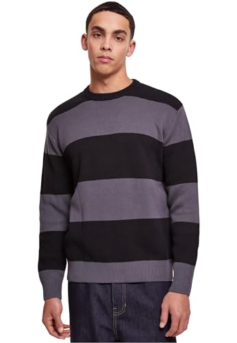 Urban Classics Herren TB6342-Heavy Oversized Striped Sweatshirt, Black/darkshadow, M von Urban Classics