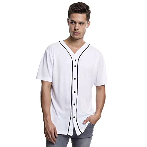 Urban Classics Herren Baseball Mesh Jersey T-Shirt, wht/blk, L von Urban Classics