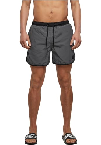 Urban Classics Herren Badehose Retro Swimshorts, Retro Badehose für Männer, mit Kordelzug, black/darkshadow, 4XL von Urban Classics