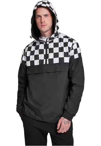 Urban Classics Herren Jacke Check Pull Over Jacket, Schwarz (Blk/Chess 01713), Small (Herstellergröße: S) von Urban Classics
