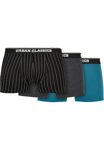Urban Classics Herren TB3838-Organic Boxer Shorts 3-Pack Unterwäsche, Pinstripe AOP+Charcoal+Jasper, XL von Urban Classics