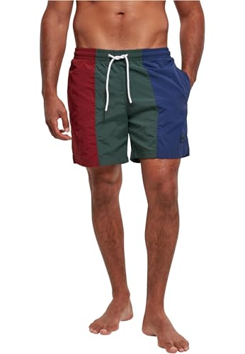 Urban Classics 3-Tone Swim Shorts Burgundy/Bottlegreen M von Urban Classics