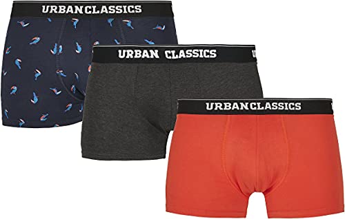 Urban Classics Herren TB3979-Boxer Shorts 3-Pack Boxershorts, Bird AOP+ Boxer orange + cha, XXL (3er Pack) von Urban Classics