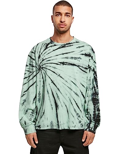 Urban Classics Herren T-Shirt Boxy Tye Dye LS Black/ghostgreen S von Urban Classics