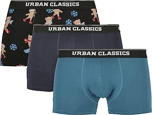 Urban Classics Herren TB4503-Organic X-Mas Boxer Shorts 3-Pack Boxershorts, Teddy AOP+Jasper+Navy, XXL von Urban Classics